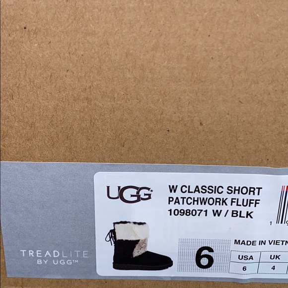 AUTH NIB UGG CLASSIC SHORT PATCHWORK FLUFF BOOT - Picture 12 of 14